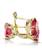 8K geltonas auksas 333 Ruby auskarai vec021x-rb Rusų Tarybinis TSRS Vintažiniai amatai Art Deco style Rusiškas sovietinis SSRS v